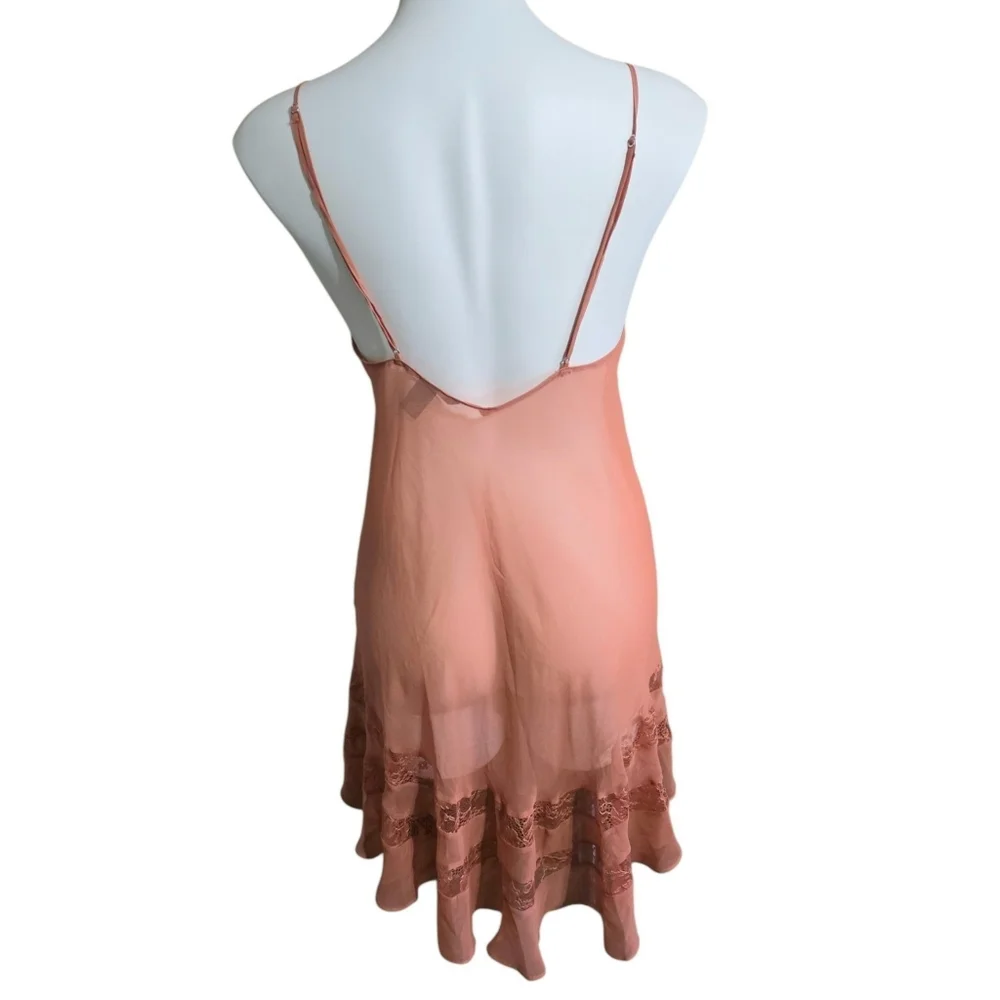 Victoria's Secret Eyelash Lace Ruffle Chemise Slip Spice Size M